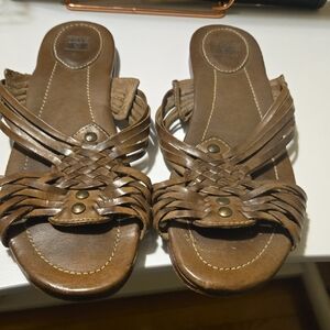 Gray Leather Sandals